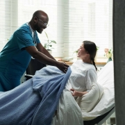 4. Nurses replacing patient room curtains cleaned by M.I.T. Cleaning service